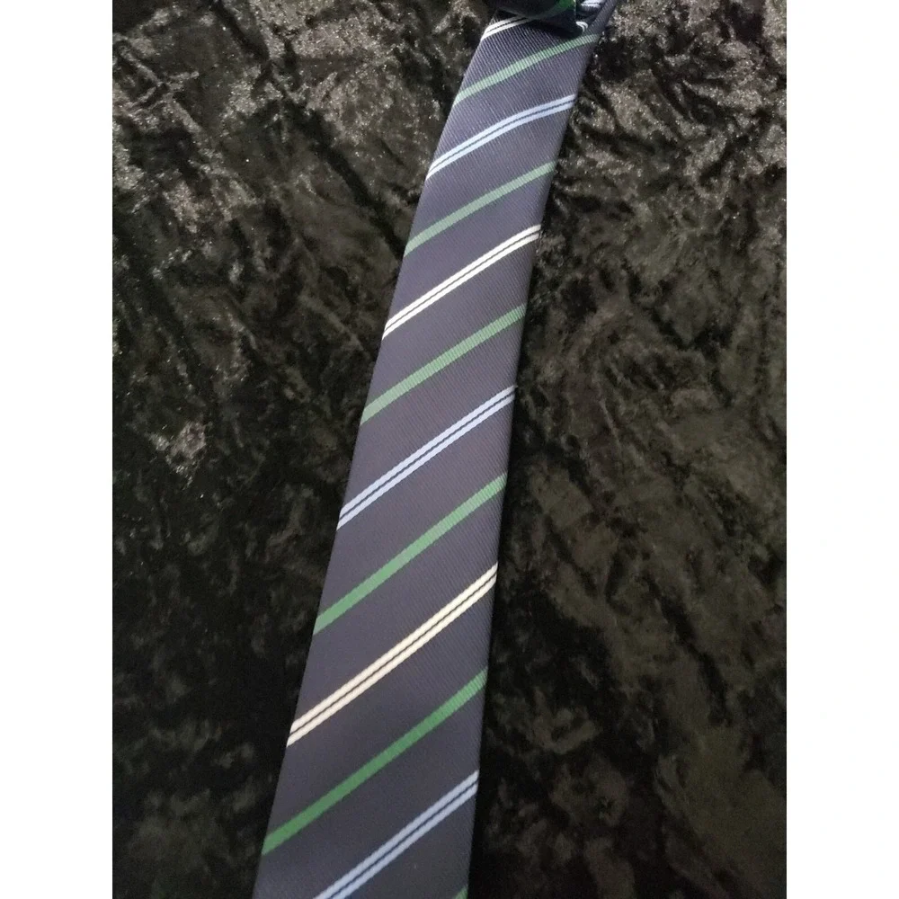 Blue Guru Skinny Striped Neck Tie Mens Blue Green Career Wear Dress Shirt